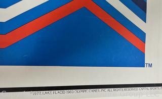 Pre-Owned Olympic Poster of the 1980 Lake Placid Winter Games. Measures 19.5 x 27.5"