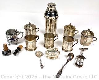 Collection of Silver Plate Items Including Barware