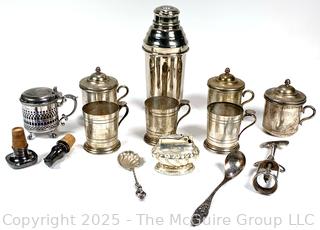 Collection of Silver Plate Items Including Barware