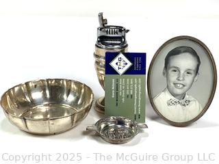 Three (3) Sterling Silver Items Including Weighted Table Lighter, Bowl (1948) and Picture Frame