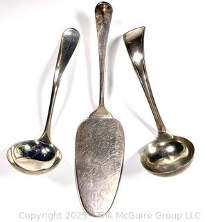 Three (3) Dutch .833 Sterling Silver Serving Utensils by Dutch Silversmith J. M. Kempen & Sons. circa 1949. 205 grams