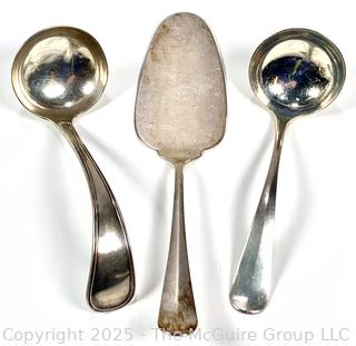 Three (3) Dutch .833 Sterling Silver Serving Utensils by Dutch Silversmith J. M. Kempen & Sons. circa 1949. 205 grams