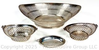 Three (3) Dutch 800 Silver Open Work Chocolate Baskets and One Tray. 522 grams