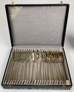 Set of .833 Sterling Silver Forks and Spoons. Flatware by Dutch Silver Smith Zaanlandse Zilversmederijen in Box. 915 grams