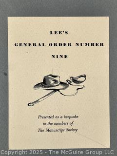 Harper's Weekly Journal of Civilization Oct. 11, 1862 and Gen R. E. Lee's General Order Number Nine Reproduction. 