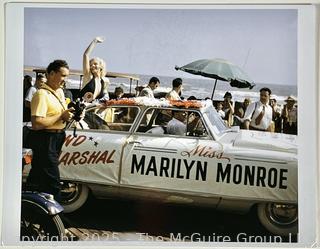 Reprint Photograph of Marilyn Monroe serving as the Grand Marshal for the 1952 Miss America Parade in Atlantic City. 11 x 14"