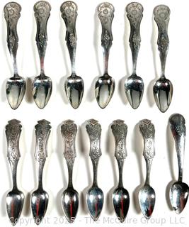 Set of Thirteen (13) Dutch .833 Sterling Silver Teaspoons.  60.7 grams