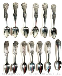 Set of Thirteen (13) Dutch .833 Sterling Silver Teaspoons.  60.7 grams