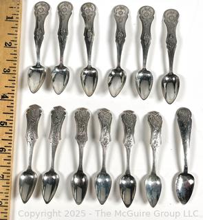 Set of Thirteen (13) Dutch .833 Sterling Silver Teaspoons.  60.7 grams