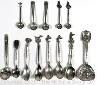 Collection of Sterling Silver Souvenir and Teaspoons, Various Marks.  118 grams