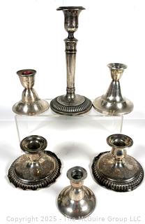 Six (6) Sterling Silver Candlestick Holders, some weighted