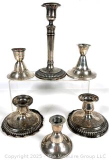 Six (6) Sterling Silver Candlestick Holders, some weighted