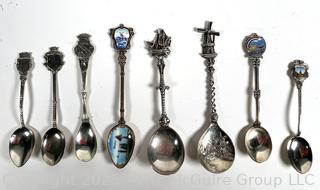 Eight (8) Dutch Theme Souvenir Spoons, Includes Some Sterling 