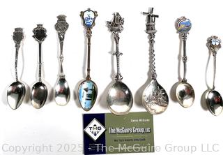 Eight (8) Dutch Theme Souvenir Spoons, Includes Some Sterling 