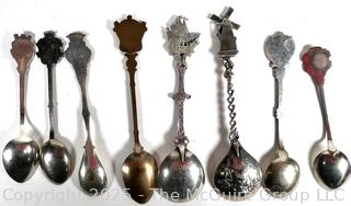 Eight (8) Dutch Theme Souvenir Spoons, Includes Some Sterling 