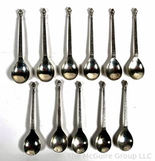 Set of (11) Dutch Sterling Silver Spoons Marked by Zaanlandse Zilversmederijen.  111 grams 