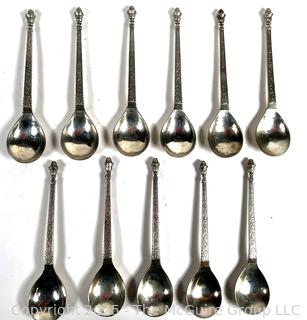 Set of (11) Dutch Sterling Silver Spoons Marked by Zaanlandse Zilversmederijen.  111 grams 