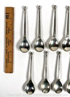 Set of (11) Dutch Sterling Silver Spoons Marked by Zaanlandse Zilversmederijen.  111 grams 