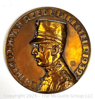 Dutch 1932 Bronze Art Deco Equestrian Dressage Medal in Honor of Jan Hermannus van Reede, Winner in 1928 Olympics. 60mm