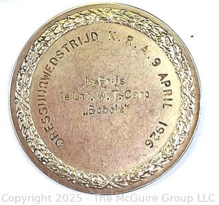 April 1926 Dutch Equestrian .833 Silver Medal for Dressage Competition. 50mm 45 grams