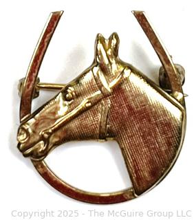 12KT Yellow Gold Filled Horse Head Brooch