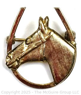 12KT Yellow Gold Filled Horse Head Brooch