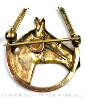 12KT Yellow Gold Filled Horse Head Brooch