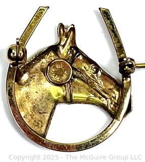 12KT Yellow Gold Filled Horse Head Brooch