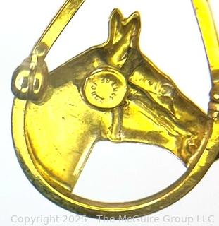 12KT Yellow Gold Filled Horse Head Brooch