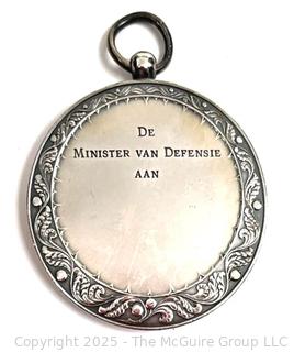 Dutch Minister of Defense .833 Silver Medal. 66mm 89 grams