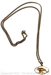 14KT Yellow Gold Egyptian Bird Pendant on Chain 
