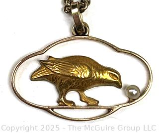 14KT Yellow Gold Egyptian Bird Pendant on Chain 
