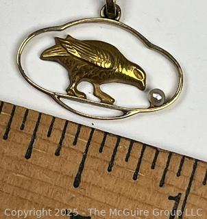 14KT Yellow Gold Egyptian Bird Pendant on Chain 
