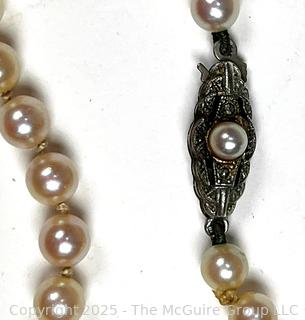 Knotted Pearl with 830 Sterling Silver Clasp Marked JKC