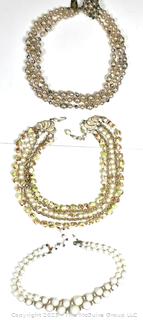 Three (3) Triple Strand Costume Jewelry Beaded Necklaces