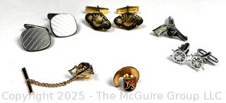 Collection of Men's Cufflinks and Tie Tacks, Some Sterling Silver. 