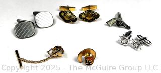 Collection of Men's Cufflinks and Tie Tacks, Some Sterling Silver. 