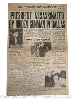 The Washington Observer Newspaper of President Kennedy’s Assassination in 1963