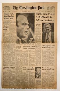 The Washington Post Newspaper from August 1, 1974 Featuring Ehrlichman's Sentencing and Anti-Busing Bill.