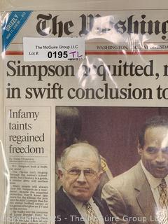 The Washington Times Newspaper from October 4, 1995 featuring OJ Simpson's acquittal 