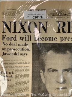 The Sun Newspaper from August 9 1974 featuring President Nixon Resigning