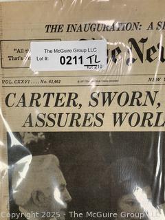 The New York Times Newspaper featuring Jimmy Carter’s swearing in ceremony in 1977