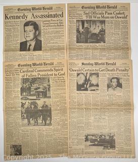 Four (4) Evening World-Herald/Sunday World-Herald Newspapers about President Kennedy’s Assassination and other related events in 1963