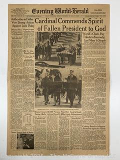 Four (4) Evening World-Herald/Sunday World-Herald Newspapers about President Kennedy’s Assassination and other related events in 1963