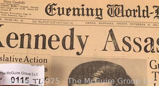 Four (4) Evening World-Herald/Sunday World-Herald Newspapers about President Kennedy’s Assassination and other related events in 1963