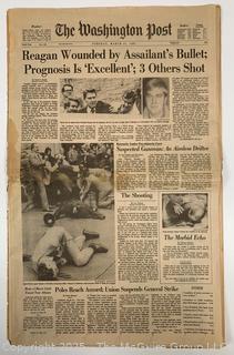 Four (4) Newspapers Including Assassination Attempt on President Reagan, Vietnam War, and US Intercepting Soviet Tanker