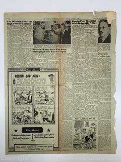 Three (3) Newspapers on WWII Japanese Surrender 1945