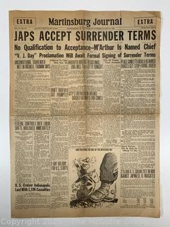 Three (3) Newspapers on WWII Japanese Surrender 1945