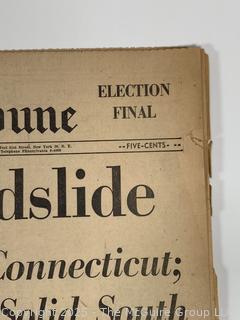 Two (2) Variations of the Harold Tribune Newspaper featuring Eisenhower's Presidential Election Victory.