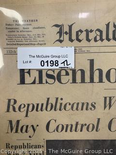 Two (2) Variations of the Harold Tribune Newspaper featuring Eisenhower's Presidential Election Victory.